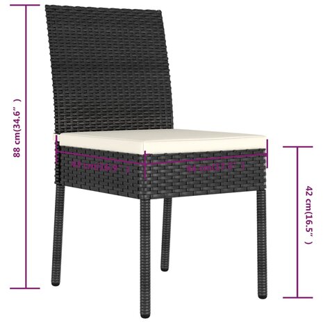 Tuinstoelen 4 st poly rattan zwart 6