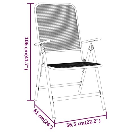 Tuinstoelen inklapbaar 2 st metaalgaas antracietkleurig 9