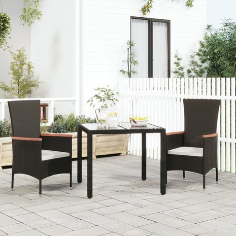 Tuinstoelen 2 st met kussens poly rattan zwart 1