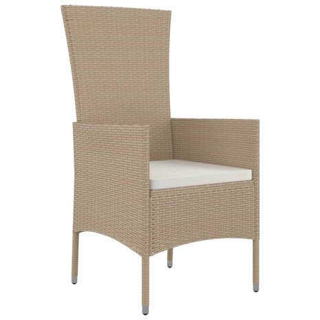 Tuinstoelen 2 st met kussens poly rattan beige 3