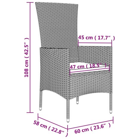 Tuinstoelen 2 st met kussens poly rattan beige 9