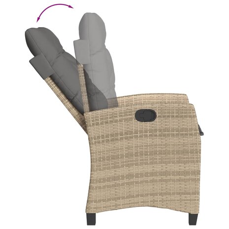 Tuinstoel verstelbaar met kussens poly rattan gemengd beige 7