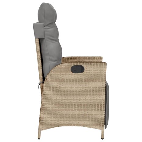 Tuinstoel verstelbaar met voetensteun poly rattan gemengd beige 5