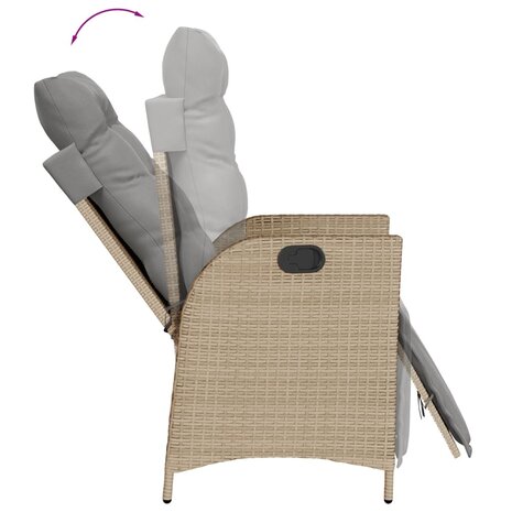 Tuinstoel verstelbaar met voetensteun poly rattan gemengd beige 7