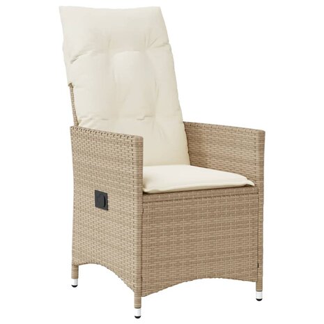 Tuinstoel verstelbaar met kussens poly rattan beige 2