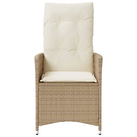 Tuinstoel verstelbaar met kussens poly rattan beige 4