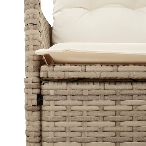 Tuinstoel verstelbaar met kussens poly rattan beige 8