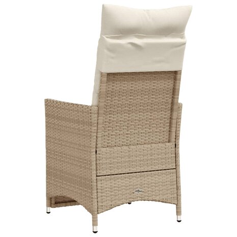 Tuinstoel verstelbaar met kussens poly rattan beige 6