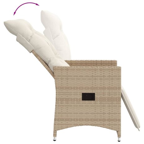 Tuinstoel verstelbaar met kussens poly rattan beige 7