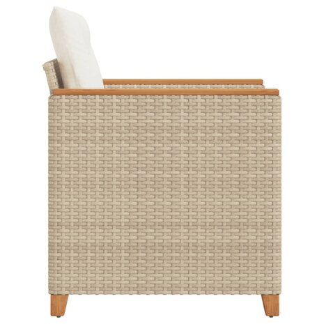 Tuinstoel met kussens poly rattan beige 5