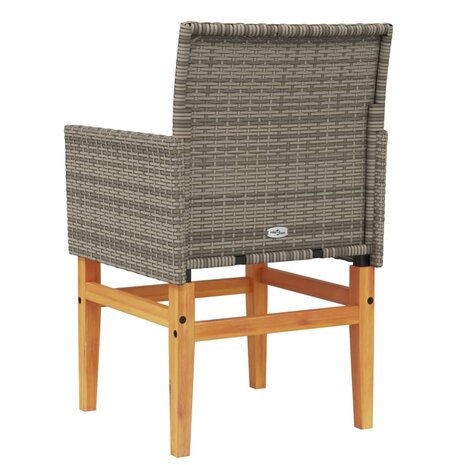 Tuinstoelen 2 st met kussens poly rattan en massief hout grijs 7