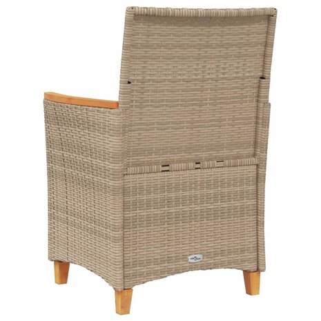 Tuinstoelen 2 st met kussens poly rattan en massief hout beige 7