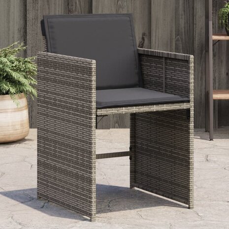 Tuinstoelen 4 st met kussens poly rattan grijs 1