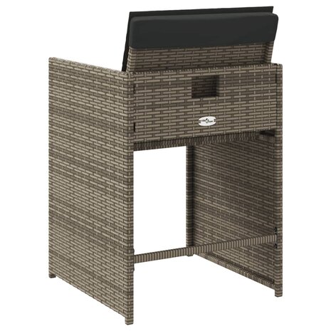 Tuinstoelen 4 st met kussens poly rattan grijs 7