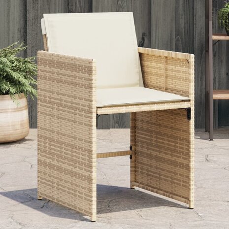 Tuinstoelen 4 st met kussens poly rattan beige 1