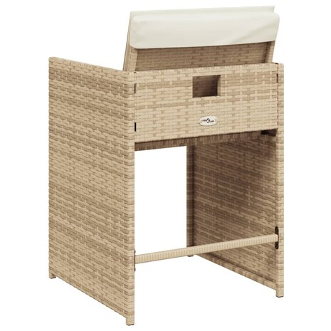 Tuinstoelen 4 st met kussens poly rattan beige 7