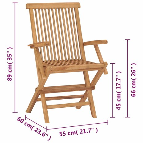 Tuinstoelen inklapbaar 2 st massief teakhout 9