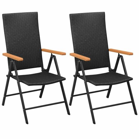 Tuinstoelen stapelbaar 2 st poly rattan zwart 1