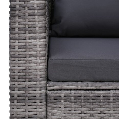 Tuinstoel met kussens poly rattan grijs 5