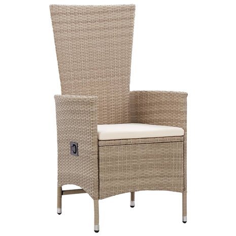 Tuinstoelen 2 st met kussens poly rattan beige 2