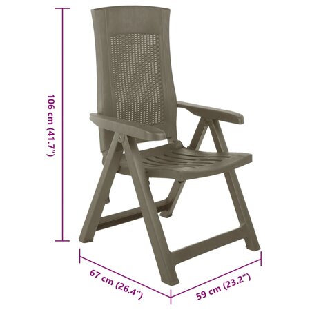 Tuinstoelen 2 st verstelbaar kunststof mokka 9