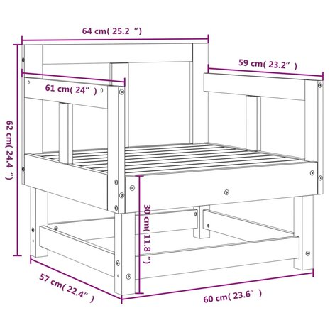 Tuinstoelen 2 st massief grenenhout zwart 8