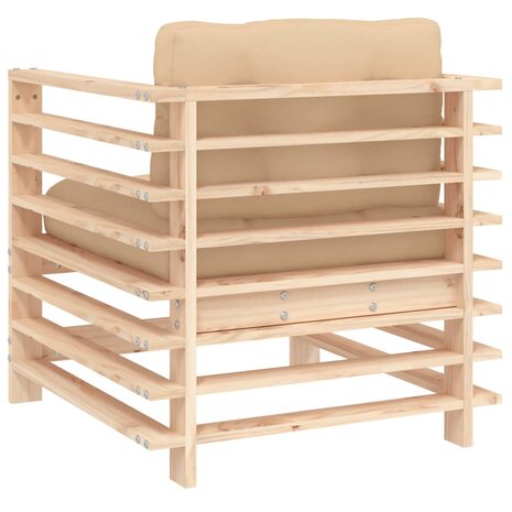 Tuinstoelen 2 st met kussens massief grenenhout 6