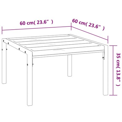 Tuintafel 60x60x35 cm staal zwart 5