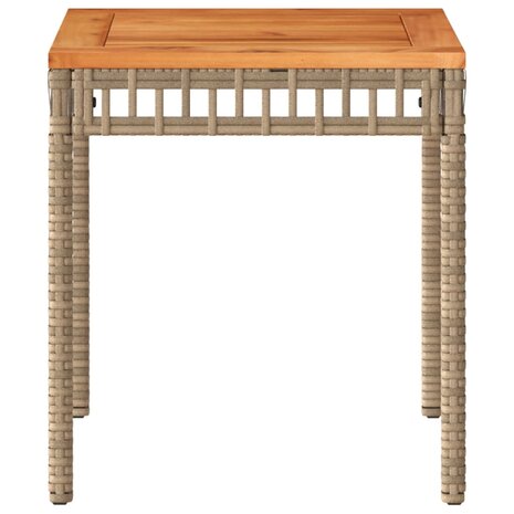 Tuintafel 38x38x42 cm poly rattan en acaciahout gemengd beige 5