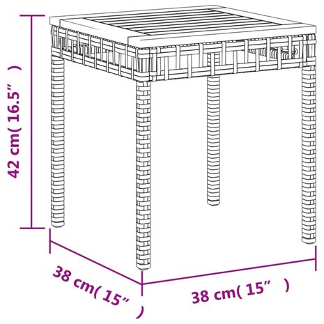 Tuintafel 38x38x42 cm poly rattan en acaciahout gemengd beige 10