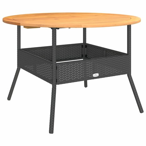 Tuintafel met acaciahouten blad Ø110x71 cm poly rattan zwart 2