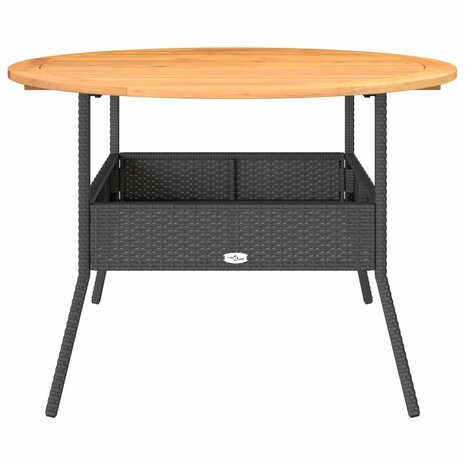 Tuintafel met acaciahouten blad Ø110x71 cm poly rattan zwart 5