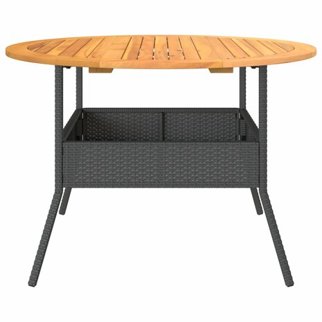 Tuintafel met acaciahouten blad Ø110x71 cm poly rattan zwart 6