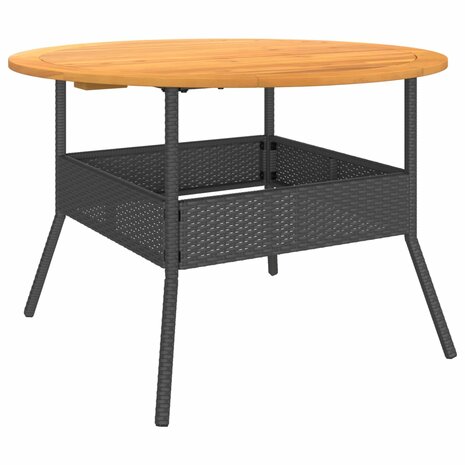 Tuintafel met acaciahouten blad Ø110x71 cm poly rattan zwart 7