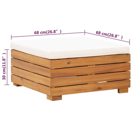 Tuintafel en voetensteun met kussen massief acaciahout 8