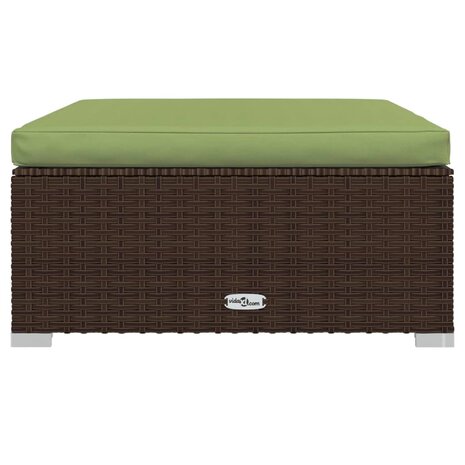 Tuinvoetenbank met kussen 70x70x30 cm poly rattan bruin 3