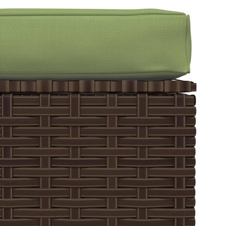 Tuinvoetenbank met kussen 70x70x30 cm poly rattan bruin 4