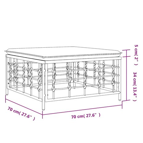 Tuinvoetenbank met donkergrijs kussen poly rattan 7