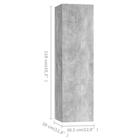 3-delige Tv-meubelset bewerkt hout betongrijs 11