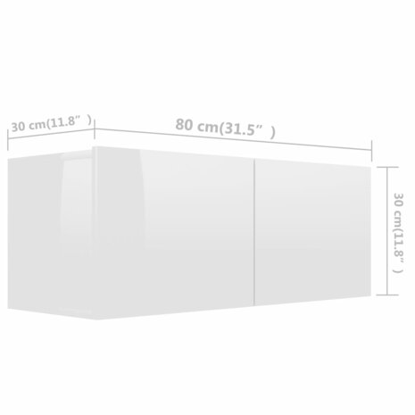 3-delige Tv-meubelset bewerkt hout hoogglans wit 7