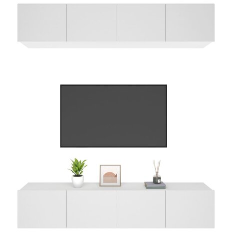 Tv-meubels 4 st 80x30x30 cm bewerkt hout wit 4