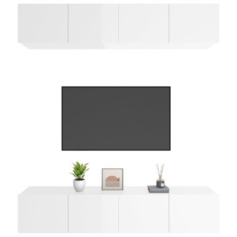 Tv-meubelen 4 st 80x30x30 cm bewerkt hout hoogglans wit 4