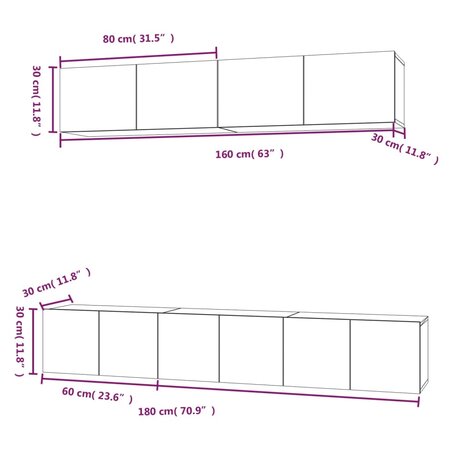 5-delige Tv-meubelset bewerkt hout wit 11