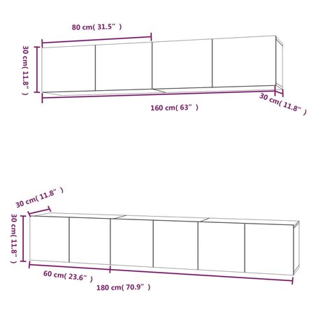 5-delige Tv-meubelset bewerkt hout zwart 11