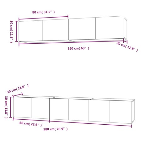 5-delige Tv-meubelset bewerkt hout hoogglans wit 11