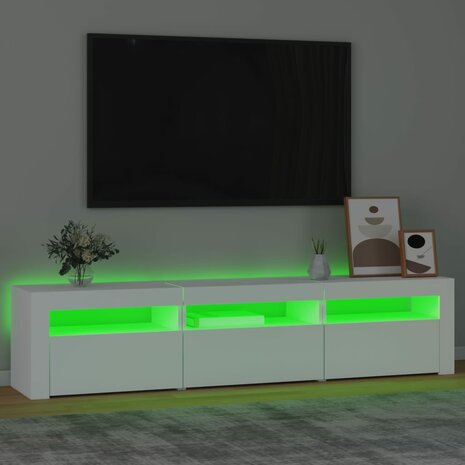 Tv-meubel met LED-verlichting 180x35x40 cm wit 4