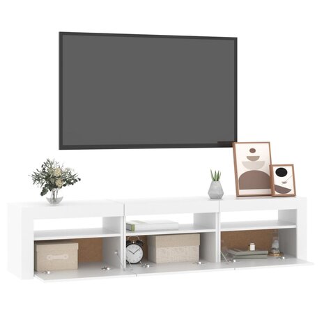 Tv-meubel met LED-verlichting 180x35x40 cm wit 6