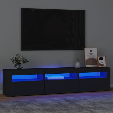 Tv-meubel met LED-verlichting 180x35x40 cm zwart 1