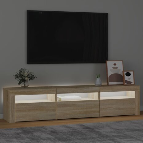 Tv-meubel met LED-verlichting 180x35x40 cm sonoma eikenkleurig 3