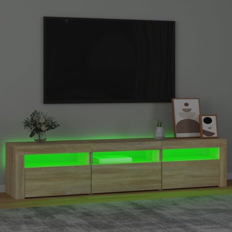 Tv-meubel met LED-verlichting 180x35x40 cm sonoma eikenkleurig 4